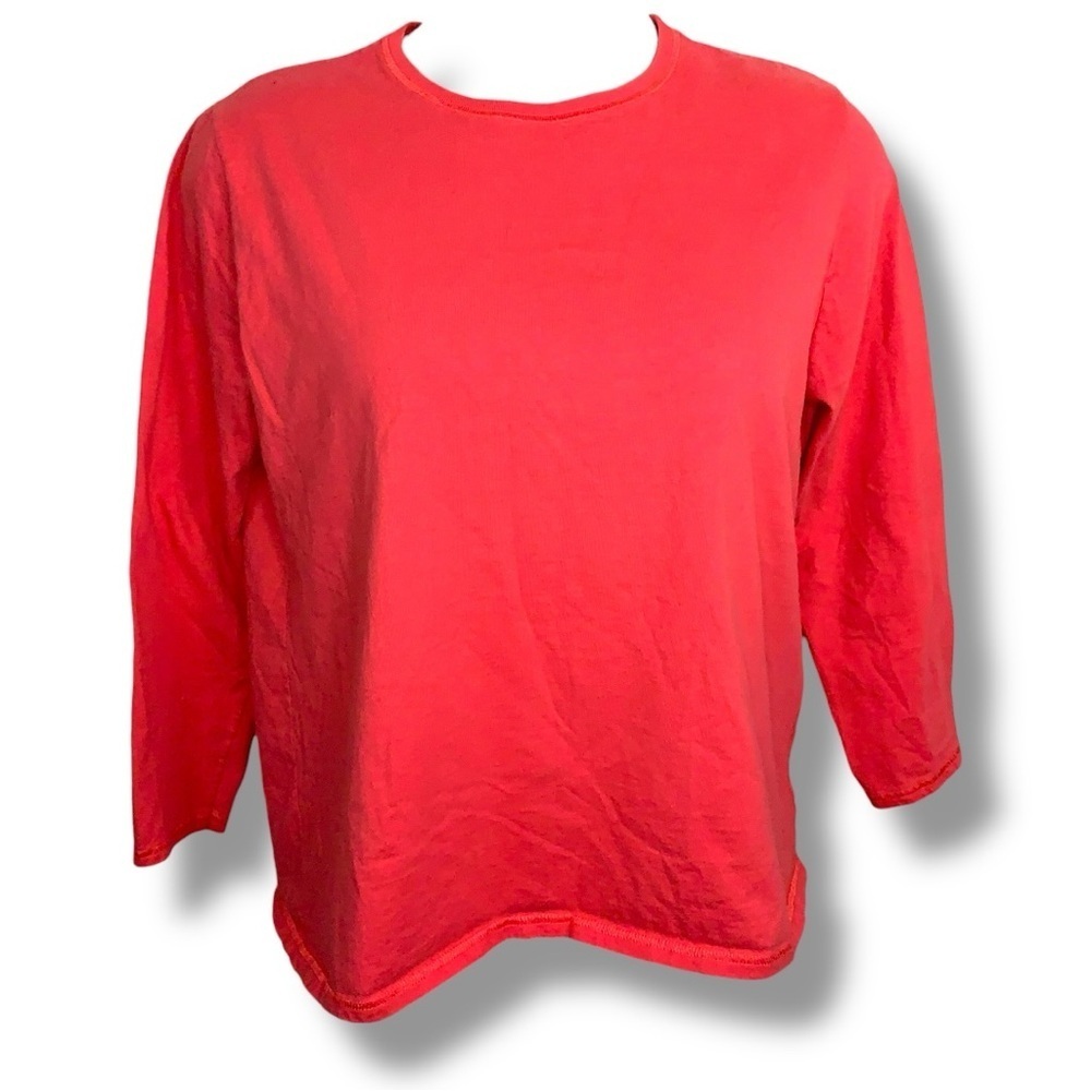 18w Just My Size Coral Orange Red Casual Top Cotton 3/4 Sleeve